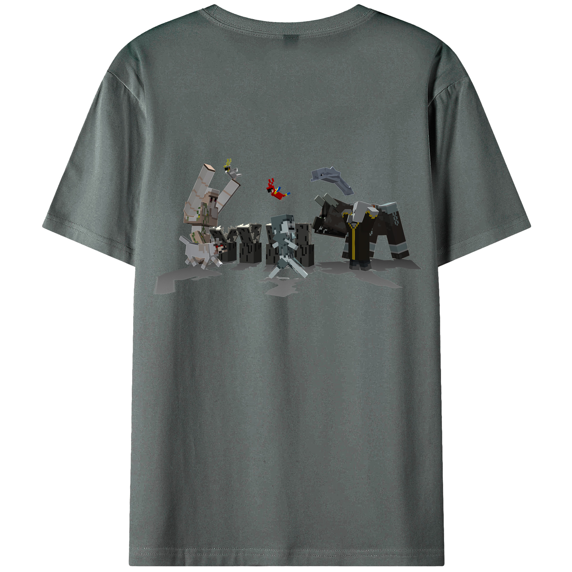 （画像用） マインクラフト ブロックの世界 Minecraft MC Block world 綿100％ メンズ半袖Tシャツ（バックプリント） 通気性